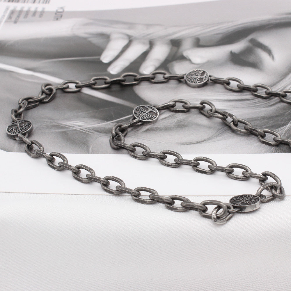 Planderful Premium Titanium Steel Viking Life Tree Necklace Unisex Jewelry With Protection Symbol