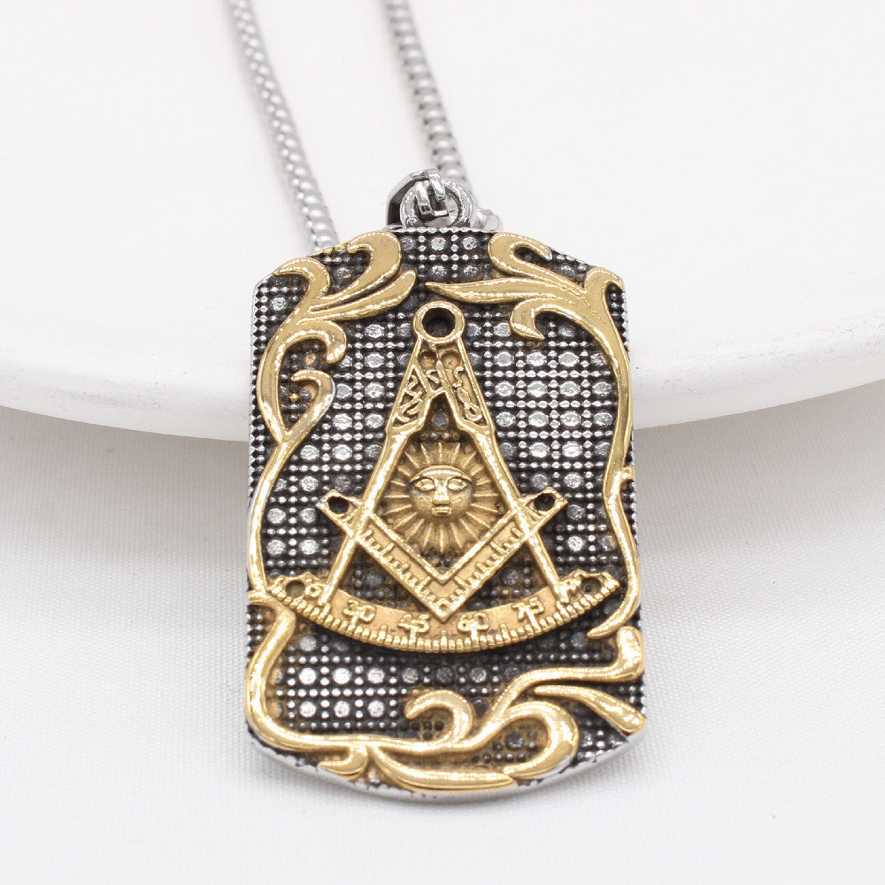 Personalized Retro Freemasonry Titanium Steel Pendant for Men - European and American Style