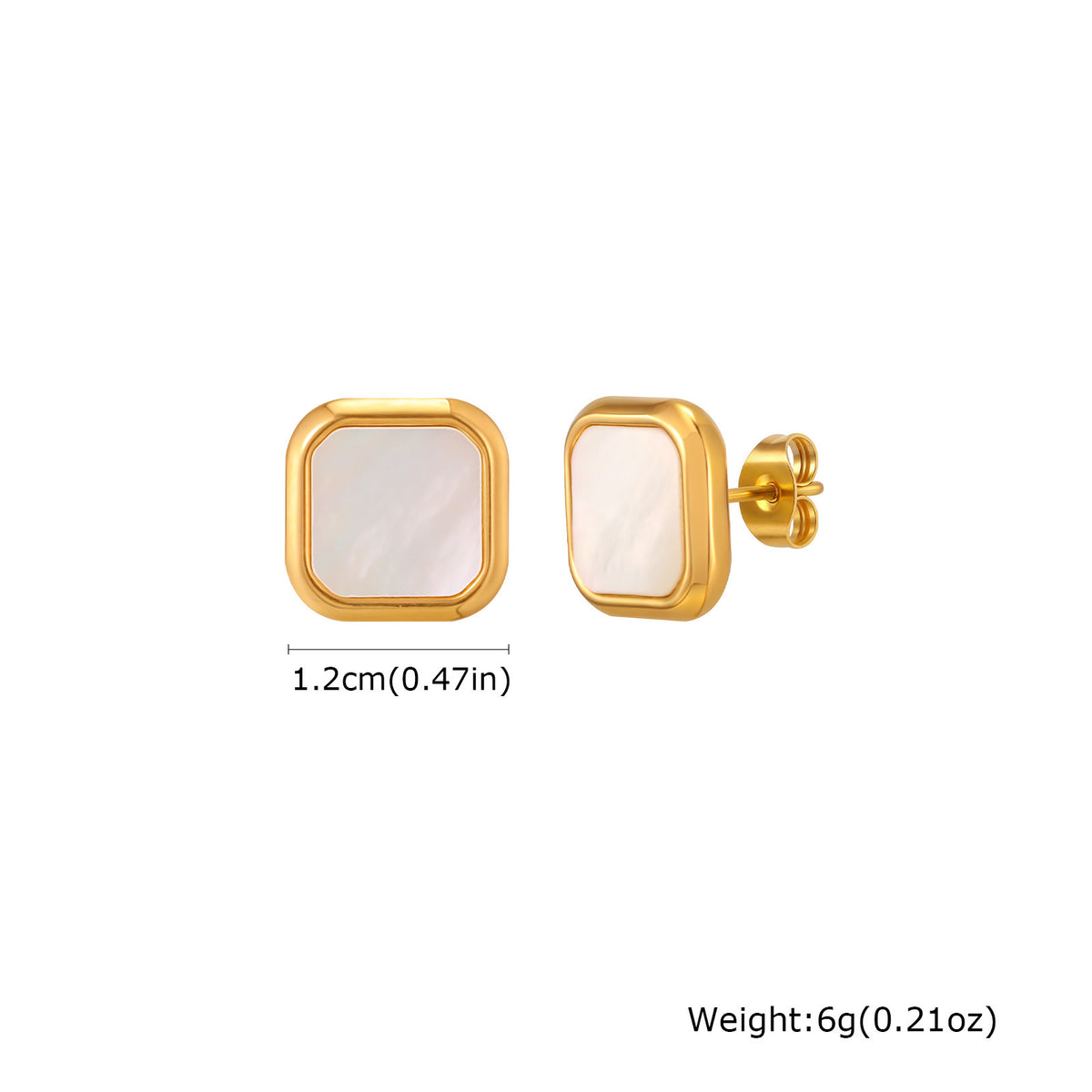 Square Inlay Stud Earrings — White Shell or Malachite