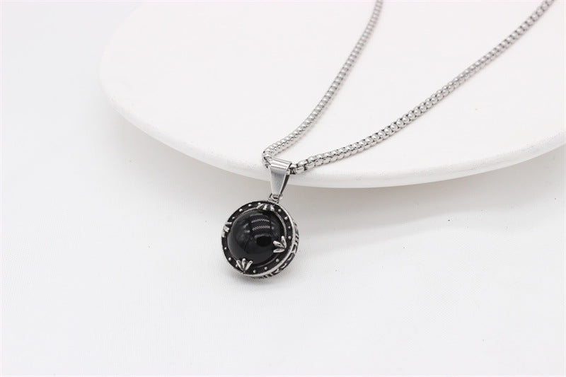 Titanium Steel Pendant For Men And Women Unisex Round Stone Protection Symbol Planderful Everyday Genie