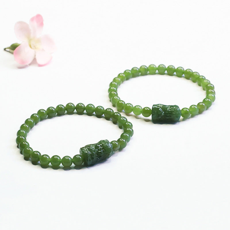 Qingshui Hetian Jade Zakiram Charm Bracelet