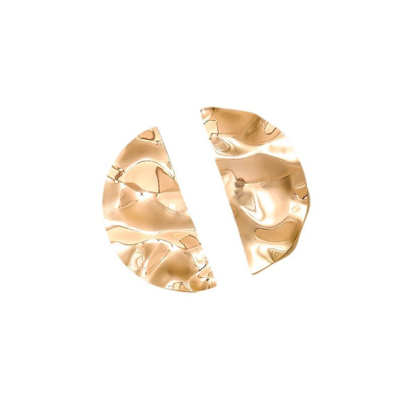 Exaggerated Texture Half Moon Earrings - Vienna Verve Collection