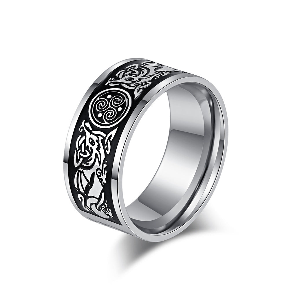 Planderful Celtic Knot Titanium Steel Ring Unisex Durable Ethnic Style Jewelry For Everyday Wear