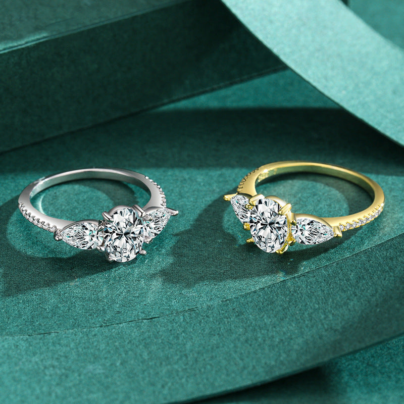 Elegant Sterling Silver Oval Zircon Proposal Ring