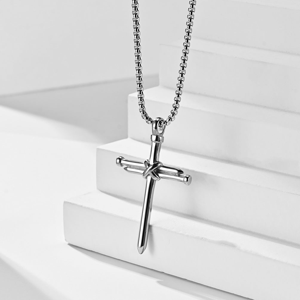 Amazon Supply Stainless Steel Nail Cross Necklace for Men
