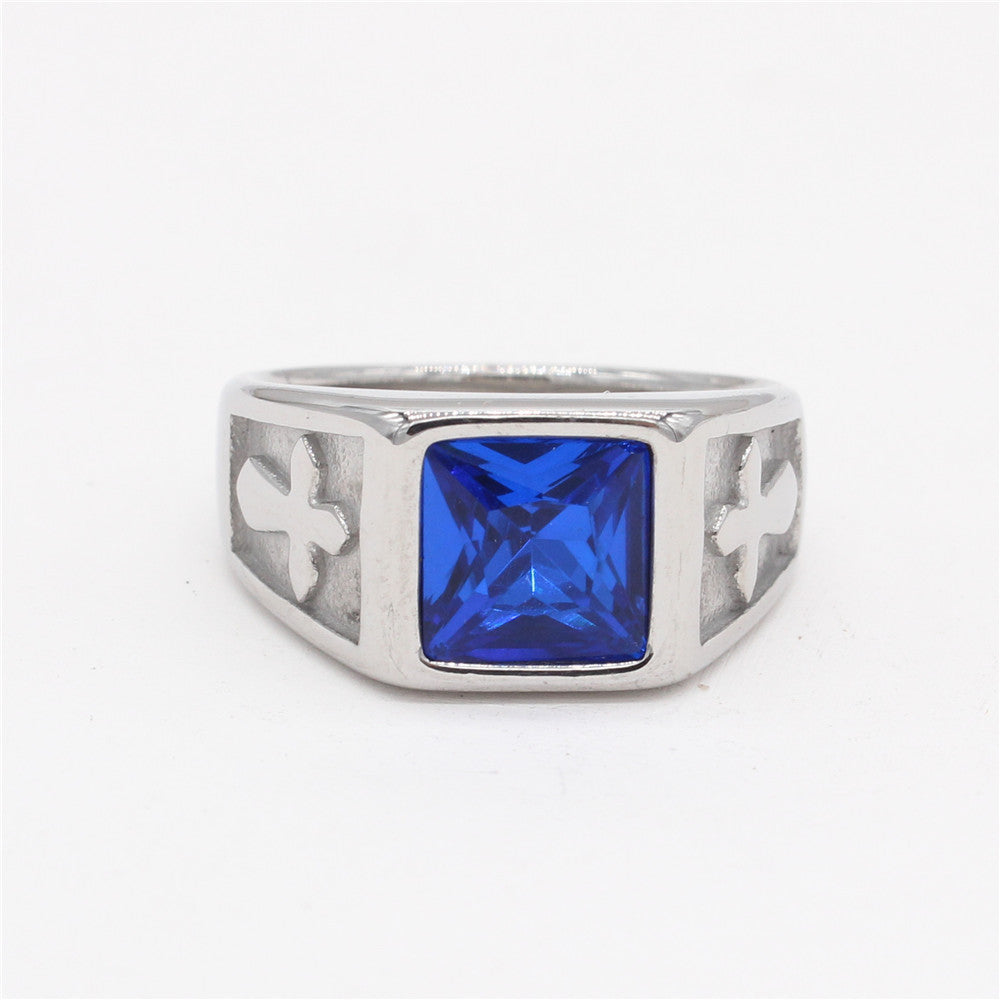 Planderful Unisex Cross Zircon Stainless Steel Ring Minimalist Bold Design Durable Everyday Gift