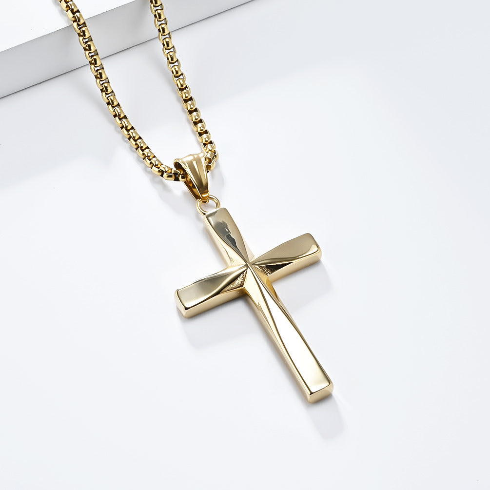 Genderless Simplicity Titanium Steel Cross Necklace for All