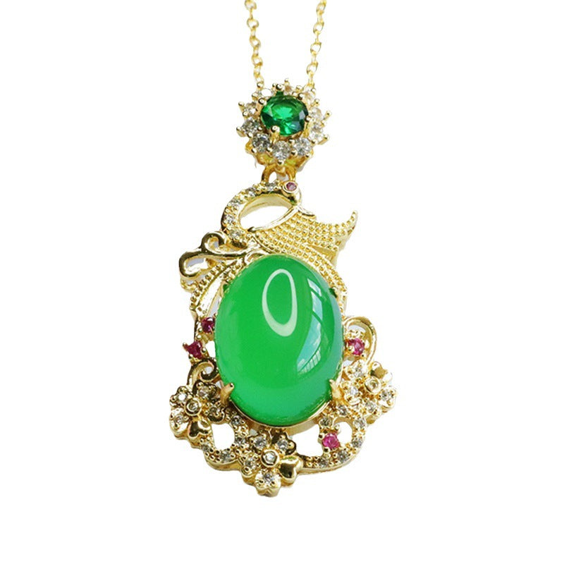 Phoenix Oval Chalcedony Zircon Necklace