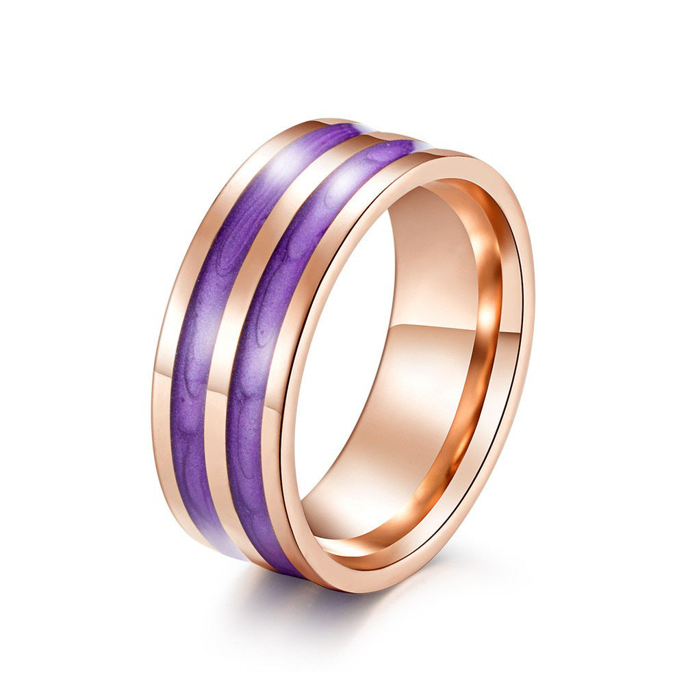 Epoxy Rose Gold Women's Ring – Stainless Steel Gold-Plated Women's Elegant