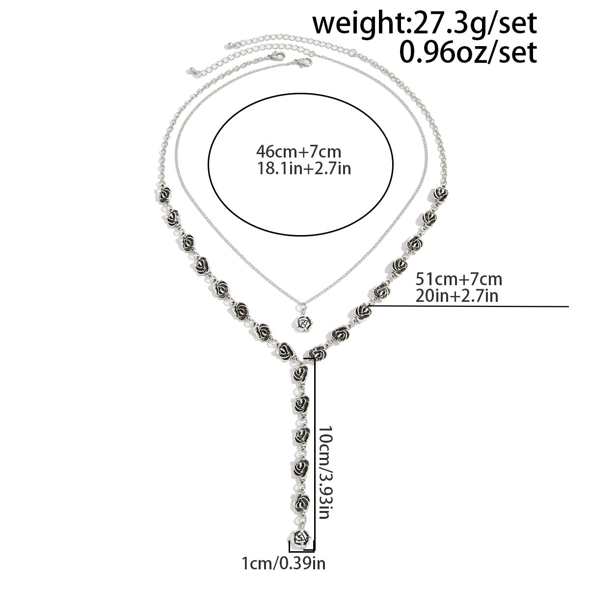 Rose & Camellia Fringe Necklace