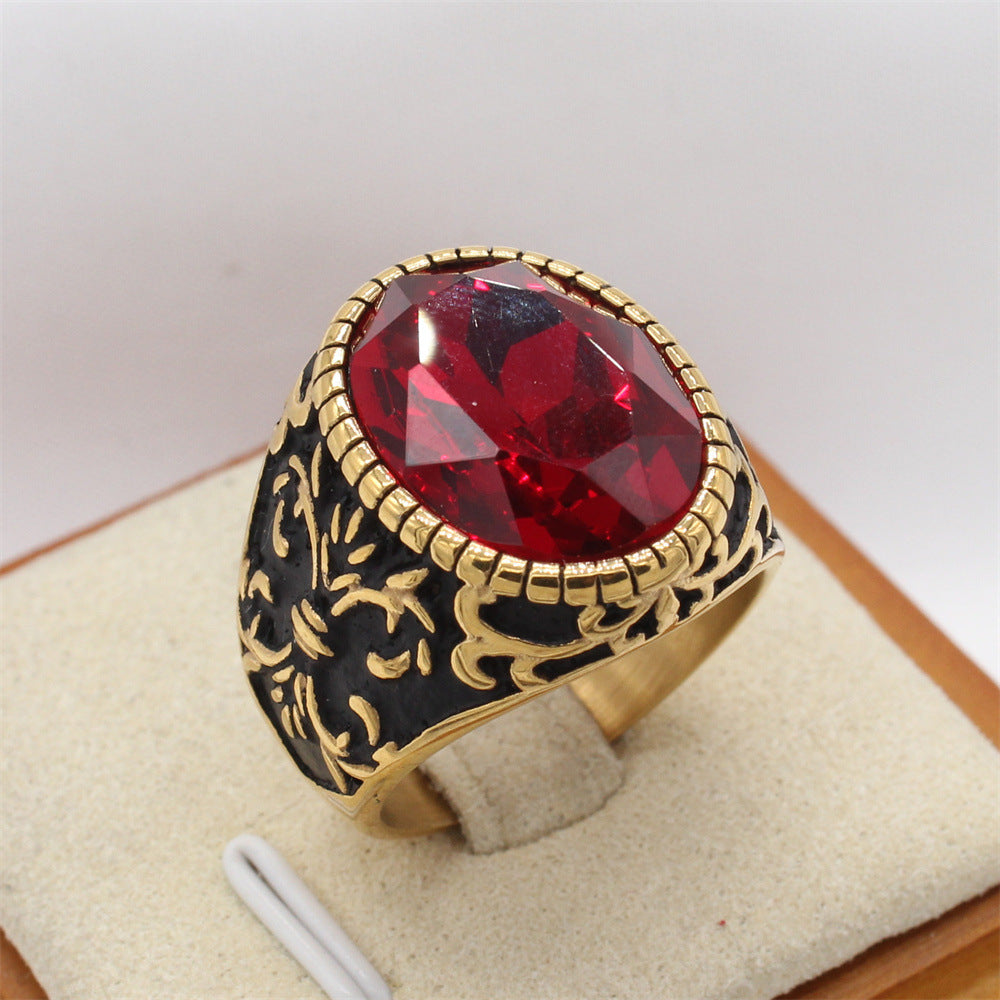 Planderful Personalized Retro Cross Zircon Titanium Steel Ring For Unisex Jewelry Lovers