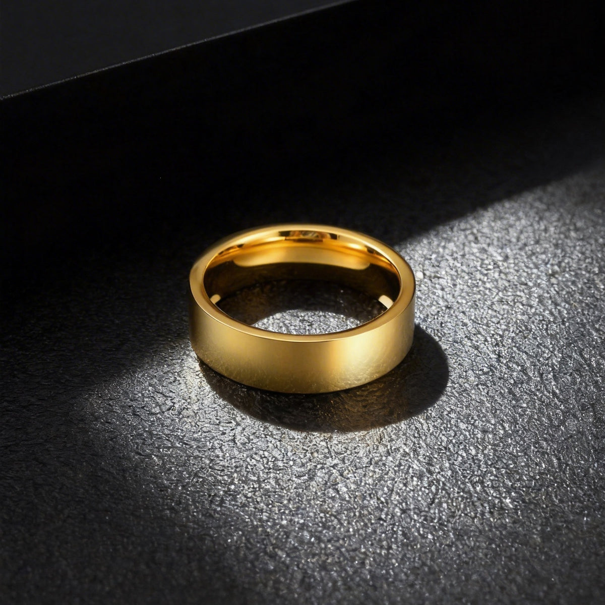 Flat Stainless Steel Ring Glossy Neutral Plain Couple