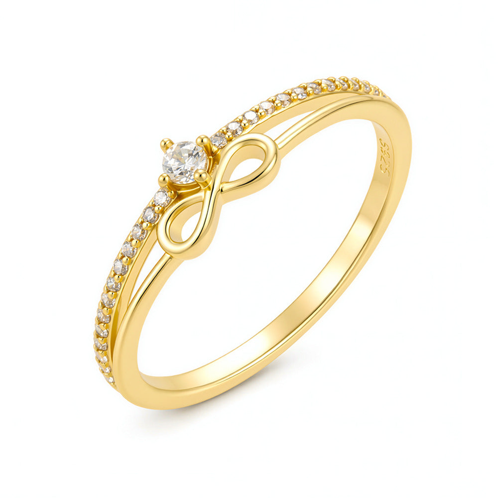 S925 Sterling Silver Unlimited Lucky 8-Character Ring Zircon Ring
