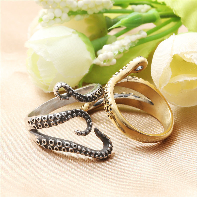 Titanium Steel Retro Squid Claw Ring for Men - Trendy Animal Jewelry Accessory