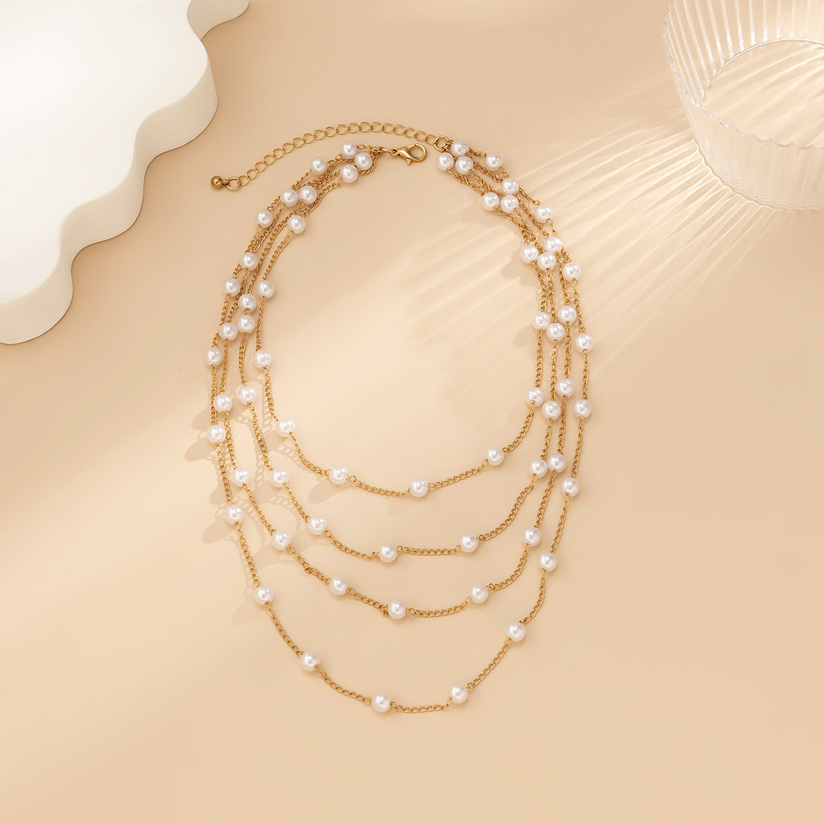 Planderful Vienna Verve Necklace – Elegant Y-Shaped Imitation Pearl Design