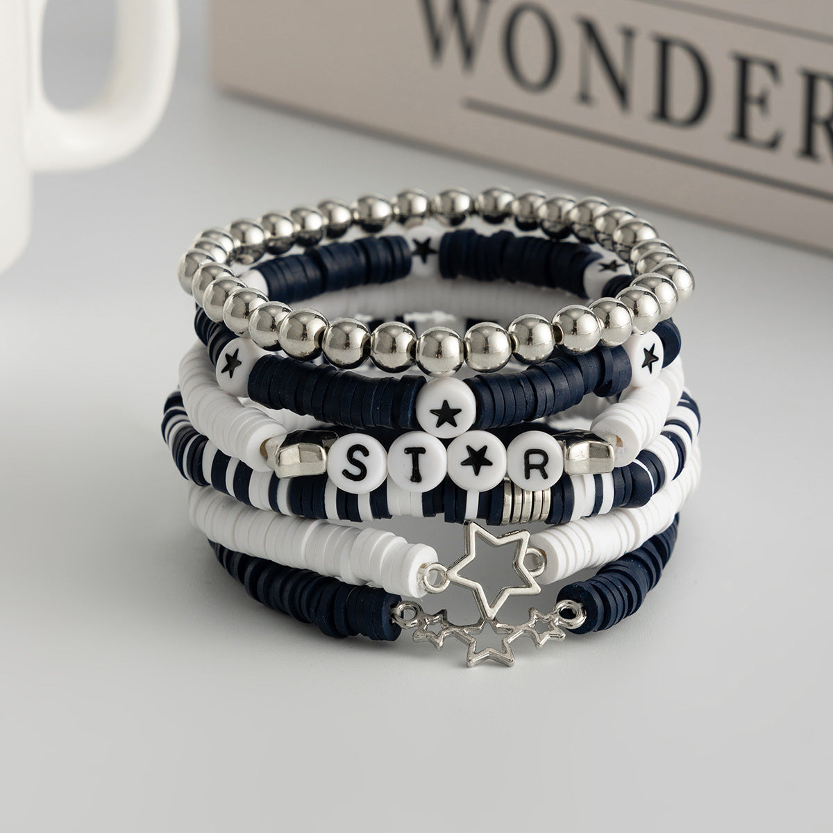 Planderful Vienna Verve Friendship Star Bracelet Set Stacking Elastic Beaded Jewelry For Women