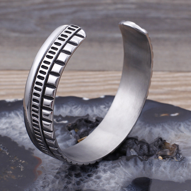 Titanium Steel Skull Men's Open Bracelet Men's