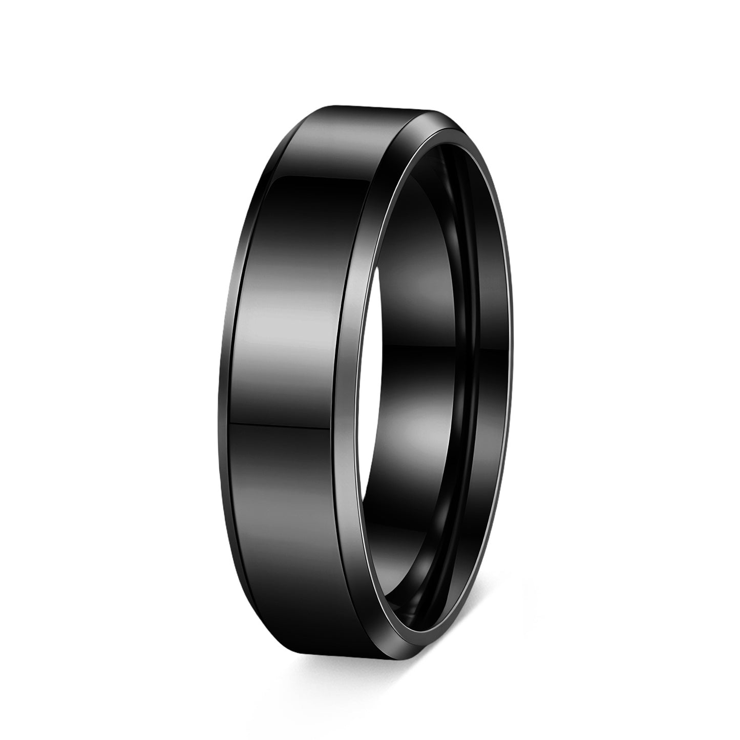 Planderful Everyday Genie Titanium Steel Ring Unisex 4mm 6mm 8mm Glossy Double Beveled Finish