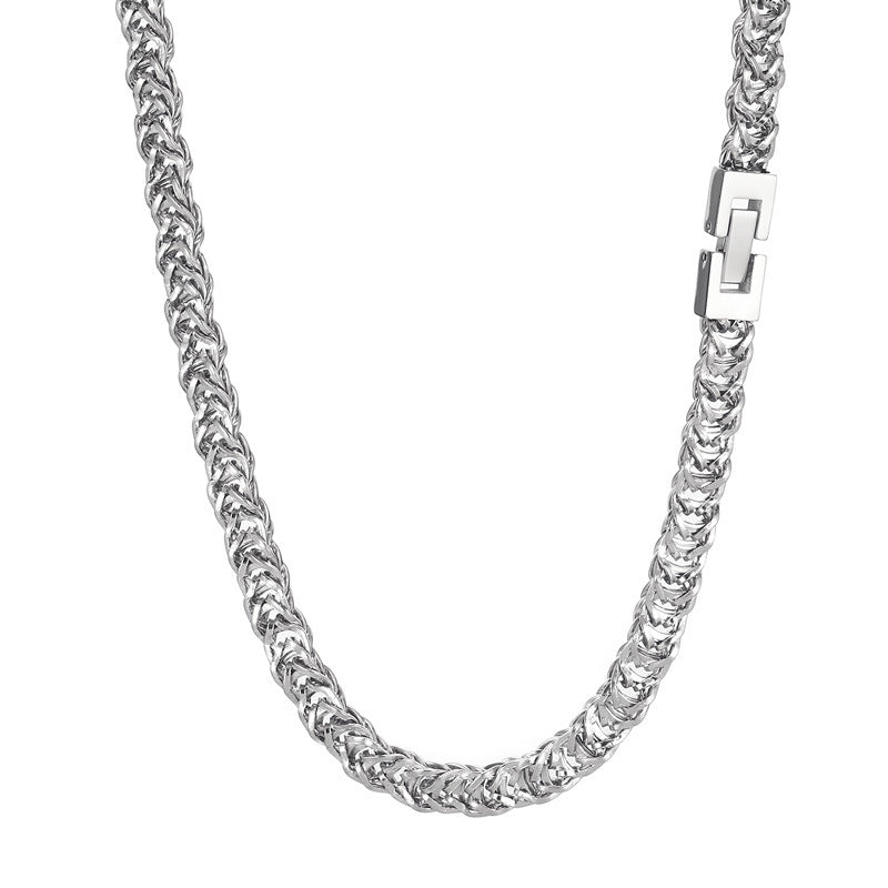 Street Men's Titanium Steel Encrypted Creative Woven Chain, Wind Stainless Steel Buckle Necklace