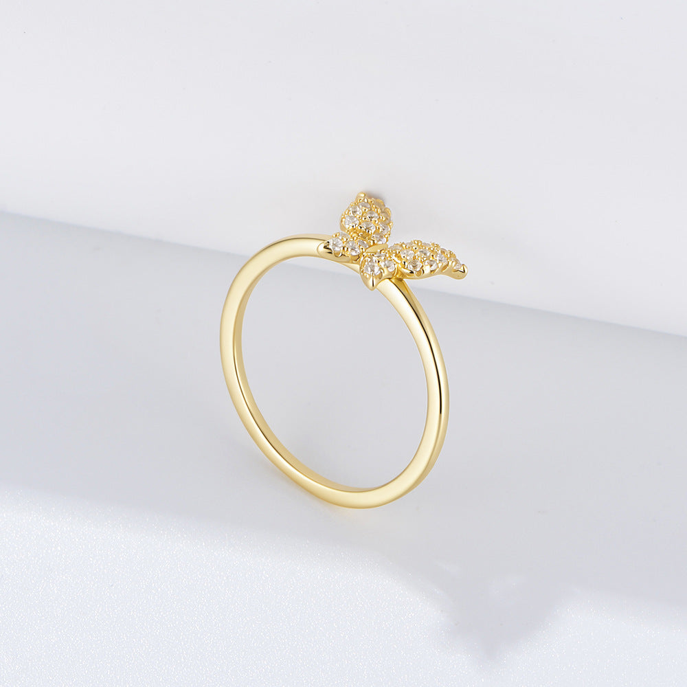 S925 Sterling Silver Butterfly Ring Tide Ring Tail Ring