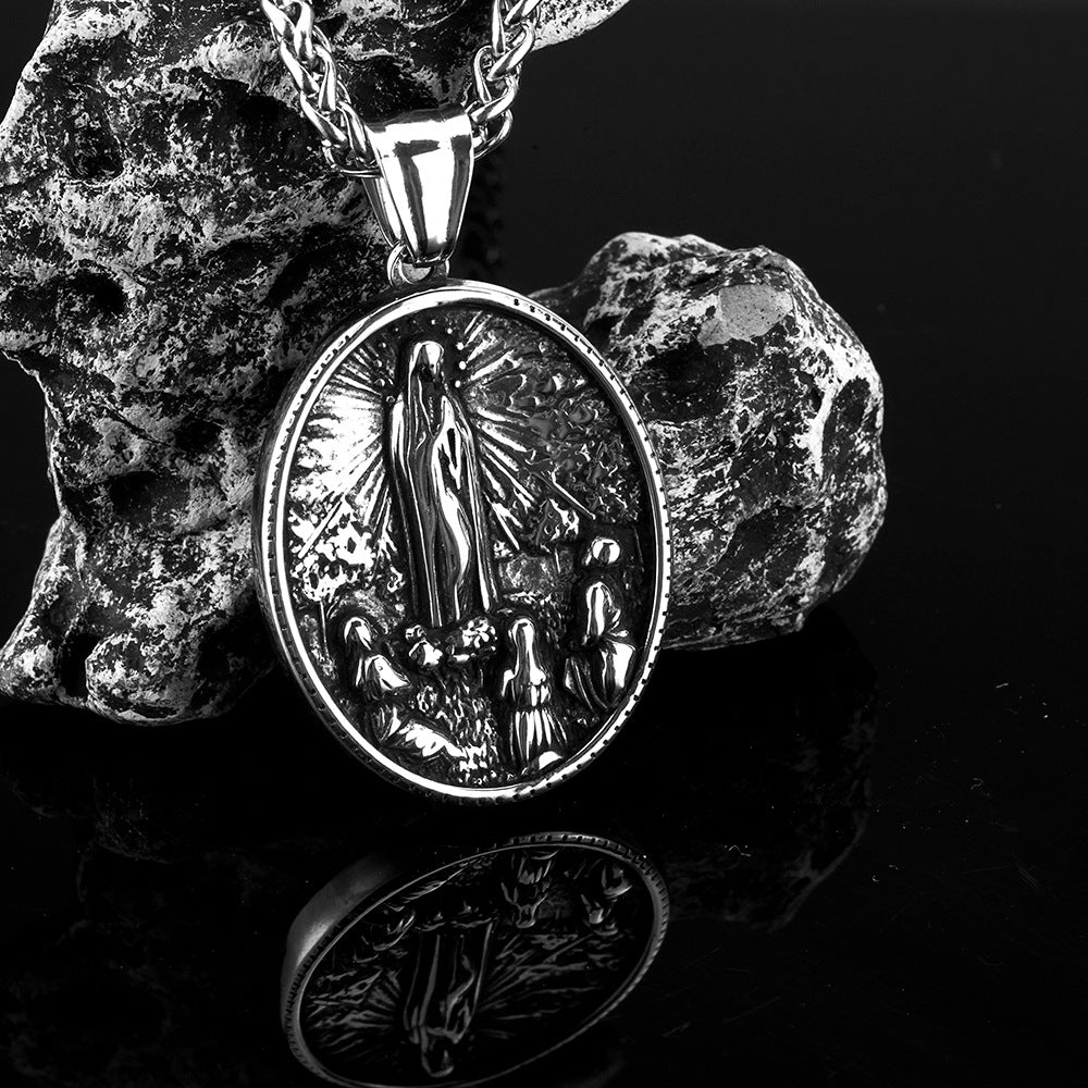 European And American Retro Men's Jewelry Virgin Mary Pendant Necklace