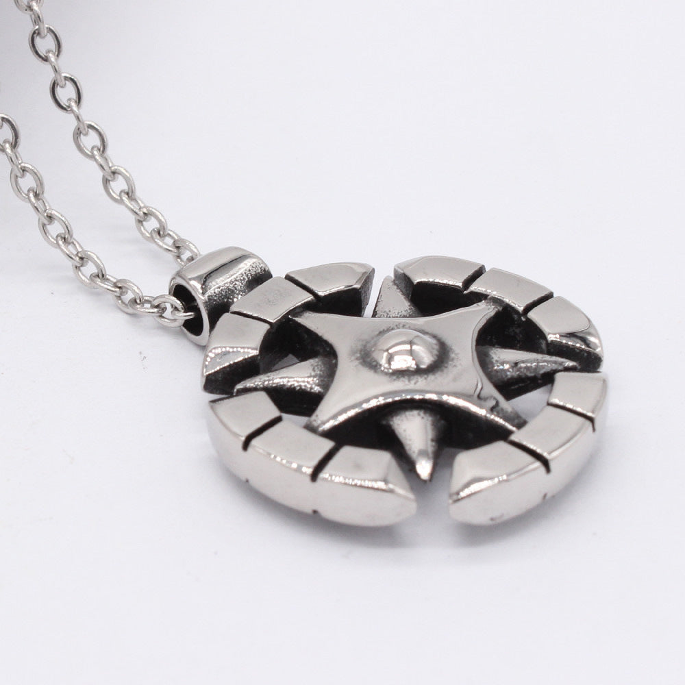 Planderful Retro Compass Pendant For Men And Women Titanium Steel Unisex Protection Statement Jewelry
