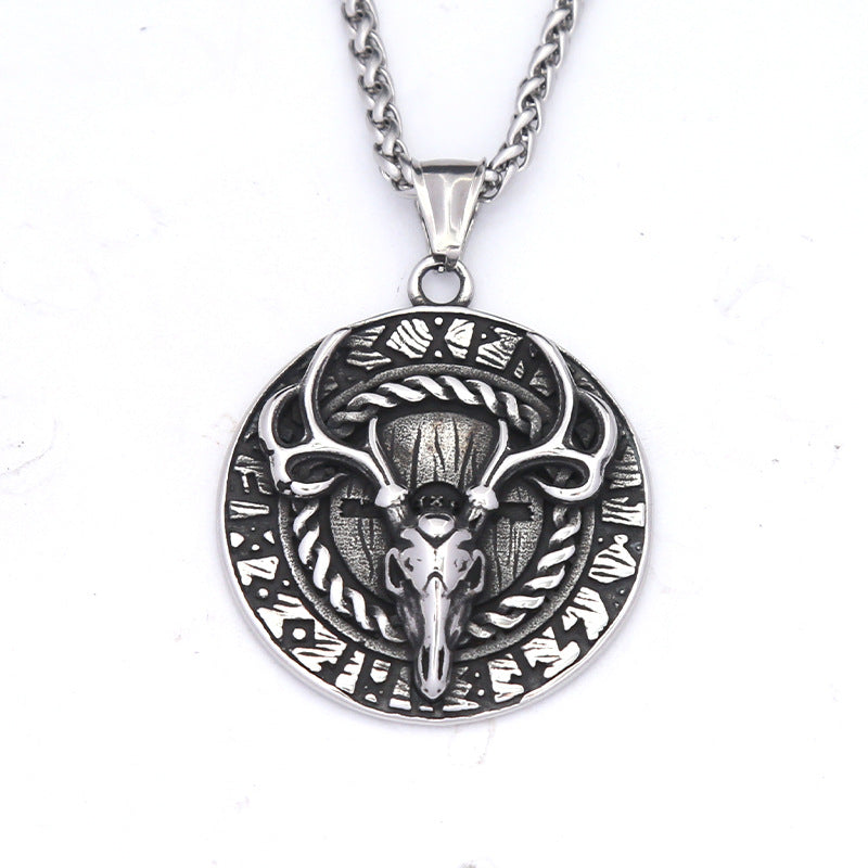 Vintage Deer Stainless Steel Men's Pendant Necklace