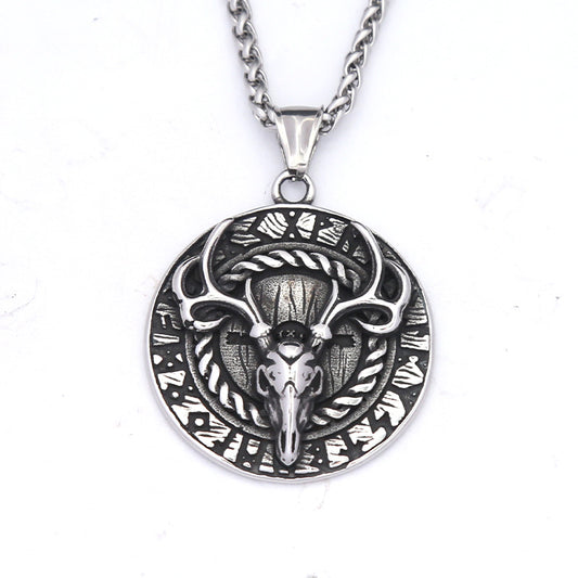 Vintage Deer Stainless Steel Men's Pendant Necklace