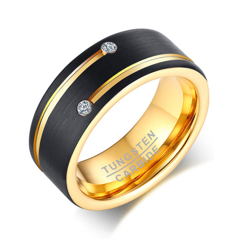 European And American Trendy Men's Ring Black Gold Wholesale