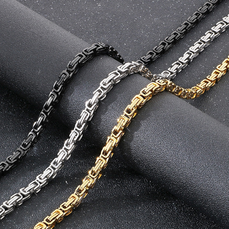 Planderful Dragon Necklace for Men 6mm Titanium Retro Chain