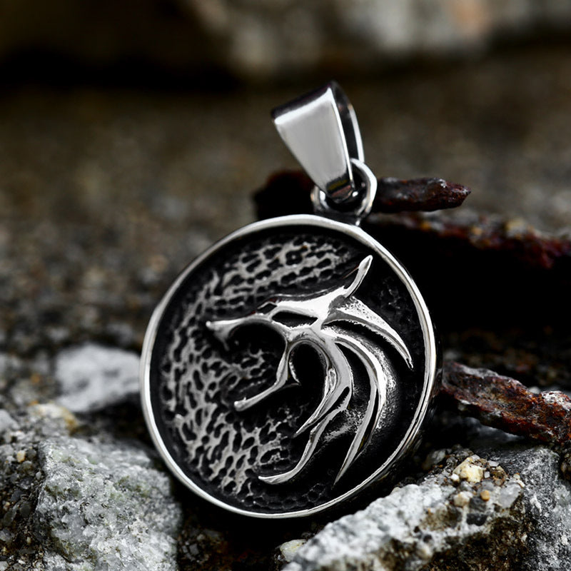Titanium Steel Wolf Head Pendant - Trendy Punk Hip-Hop Accessory for Men