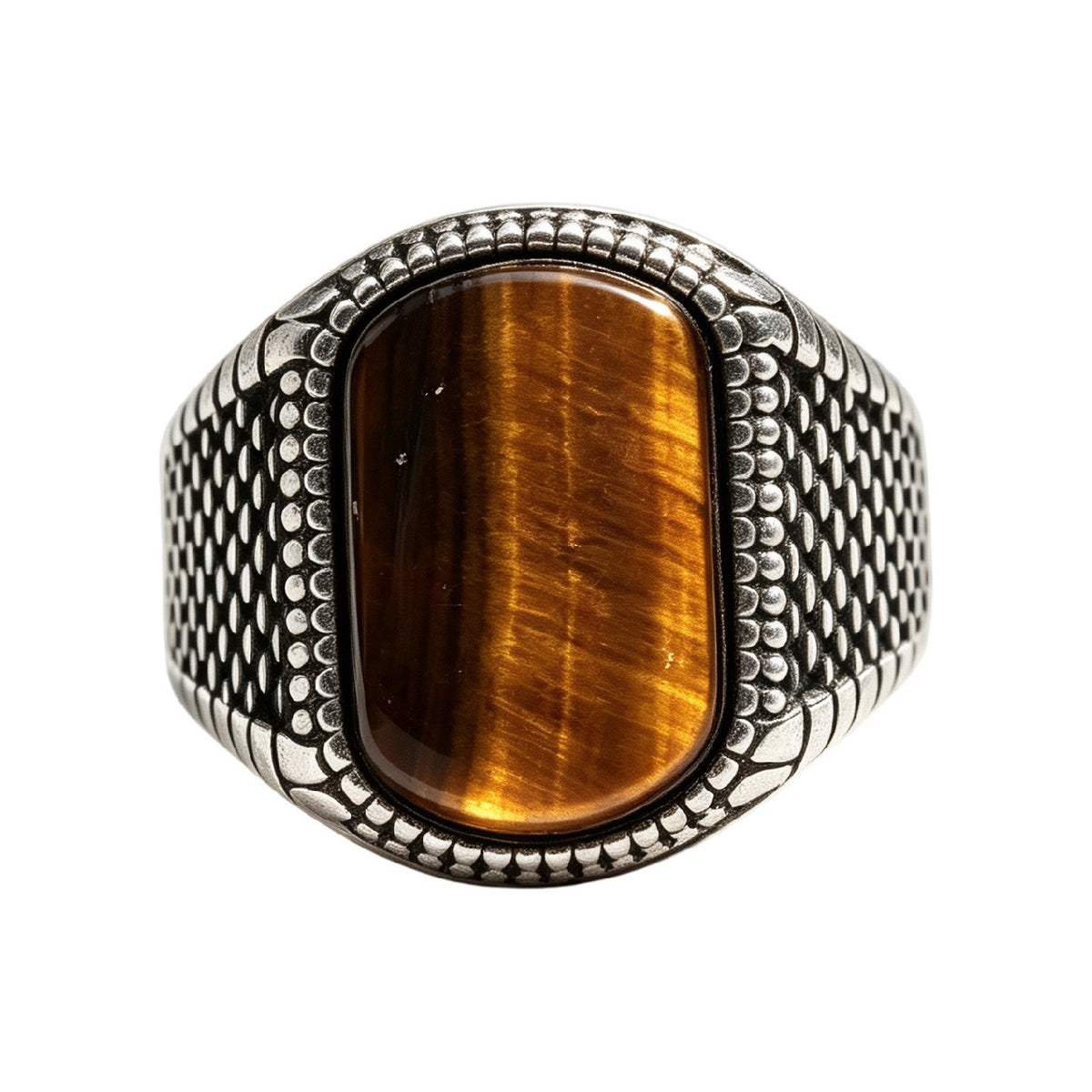 Knight Gemstone Titanium Steel Ring