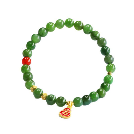 Hetian Jasper & Red Agate Beaded Bracelet