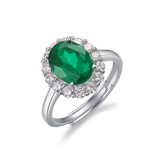 Planderful Classic Lab-Grown Emerald Sterling Silver Ring – Style 4