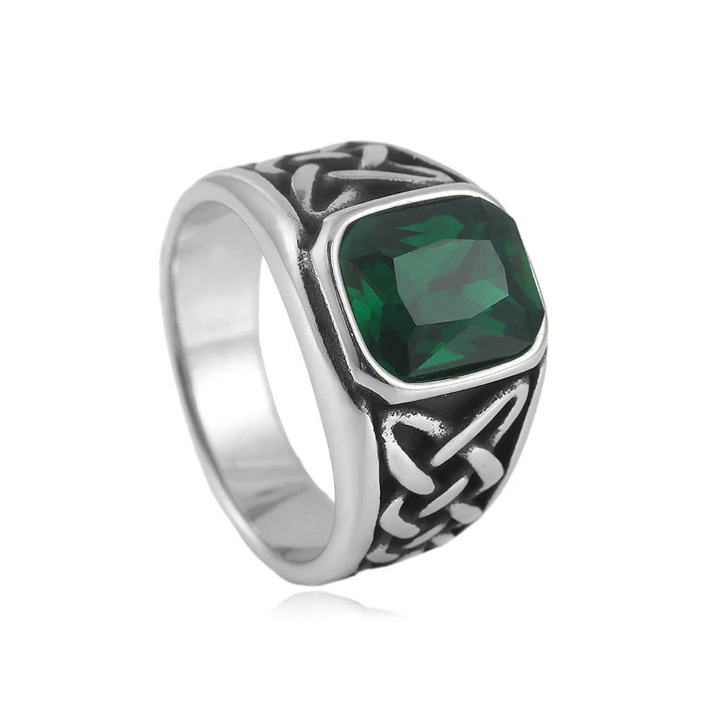 Planderful Personalized Titanium Steel Multi Colored Zircon Ring For Men Viking Inspired Woven Knot