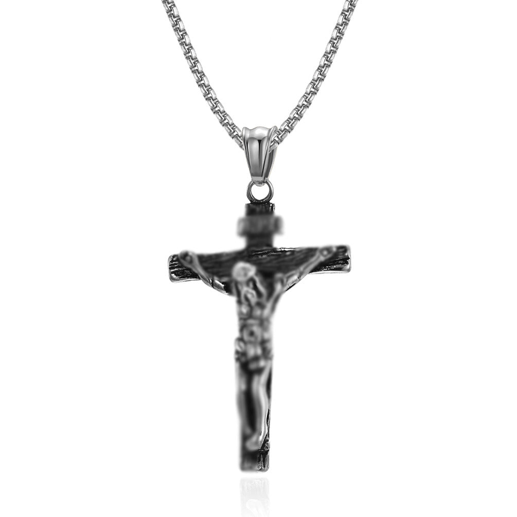 European and American Retro Stainless Steel Cross Necklace