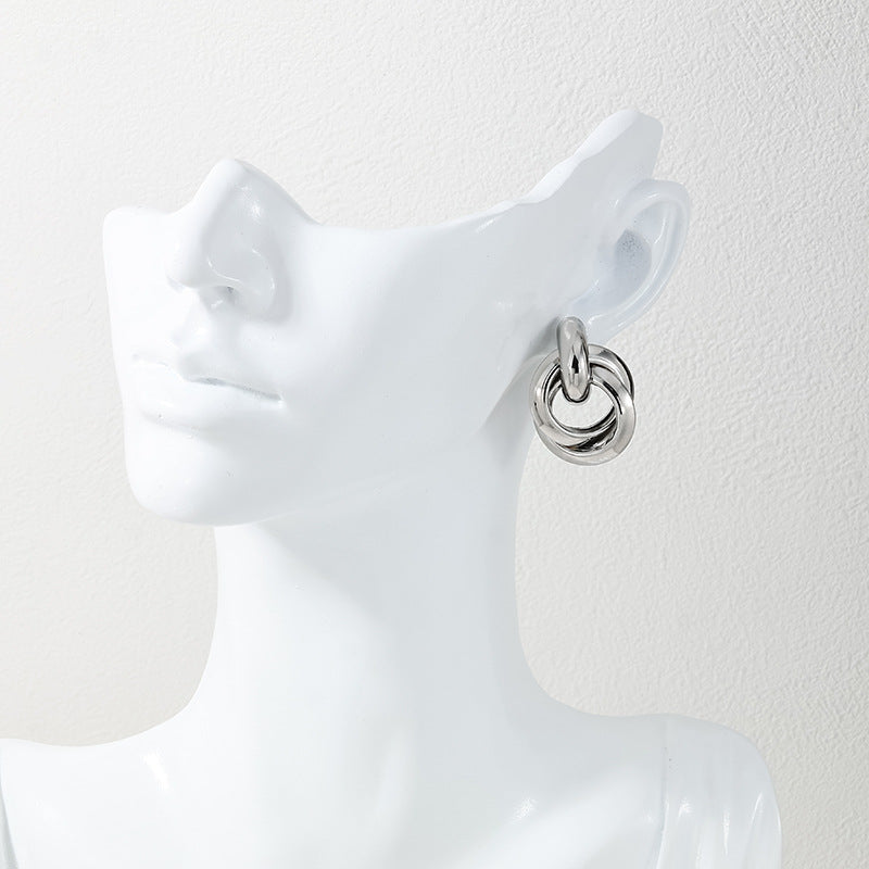 Sophisticated Multi-loop Metal Earrings with Minimalistic Charm