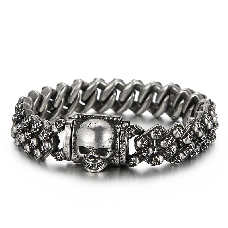 Vibrant Retro Skull Titanium Steel Men's Bracelet for Bold Style