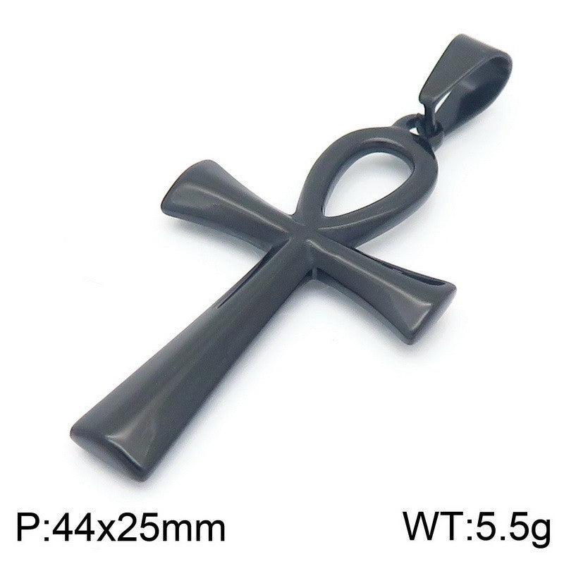 Planderful Anka Cross Necklace For Men Smooth Titanium