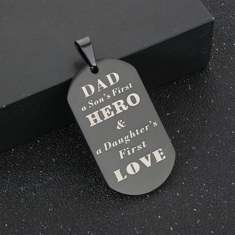 Dad Hero Stainless Steel Pendant Fathers Day Gift For Men