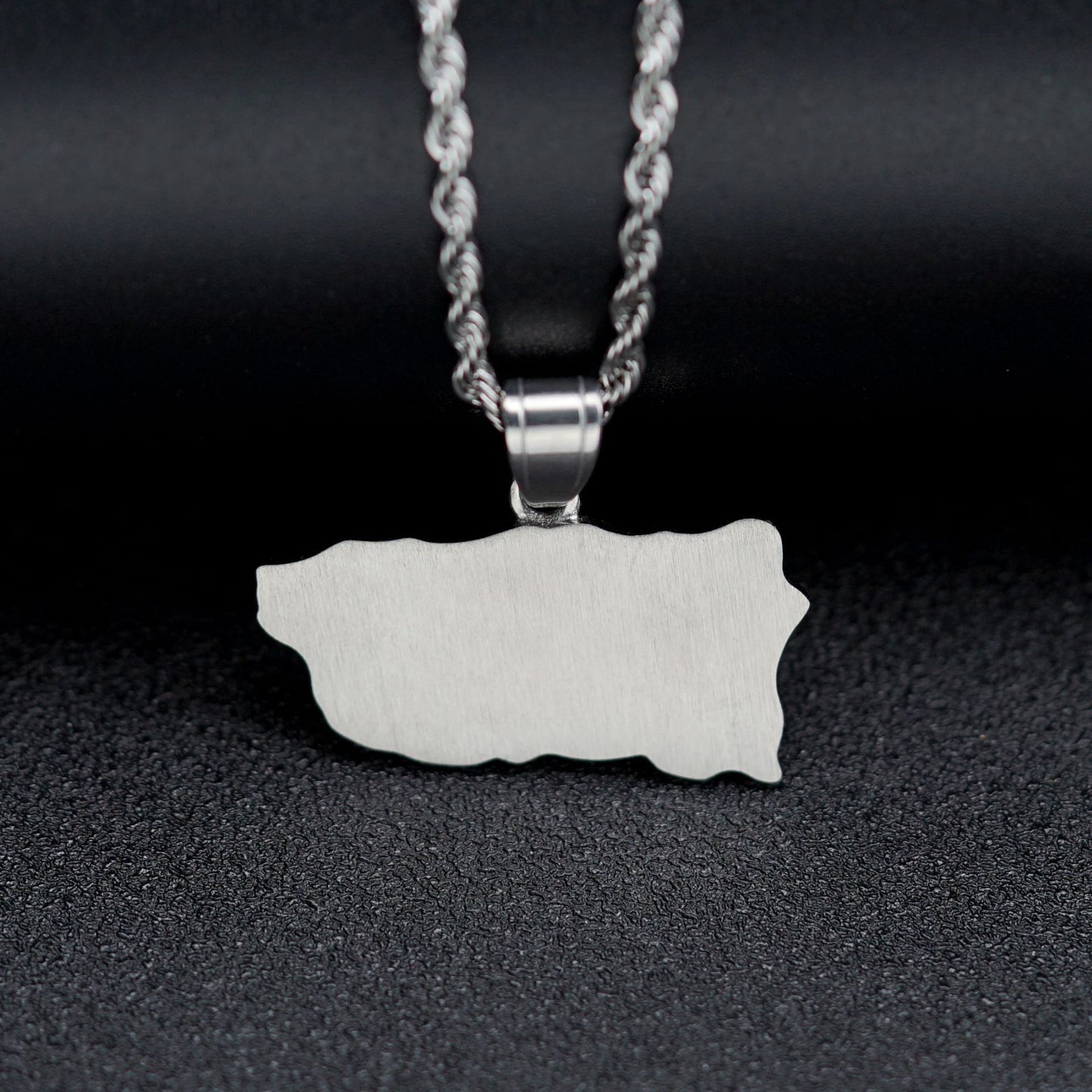Planderful Hip Hop Puerto Rican Flag Pendant Necklace Stainless Steel Zircon Diamonds Unisex Statement