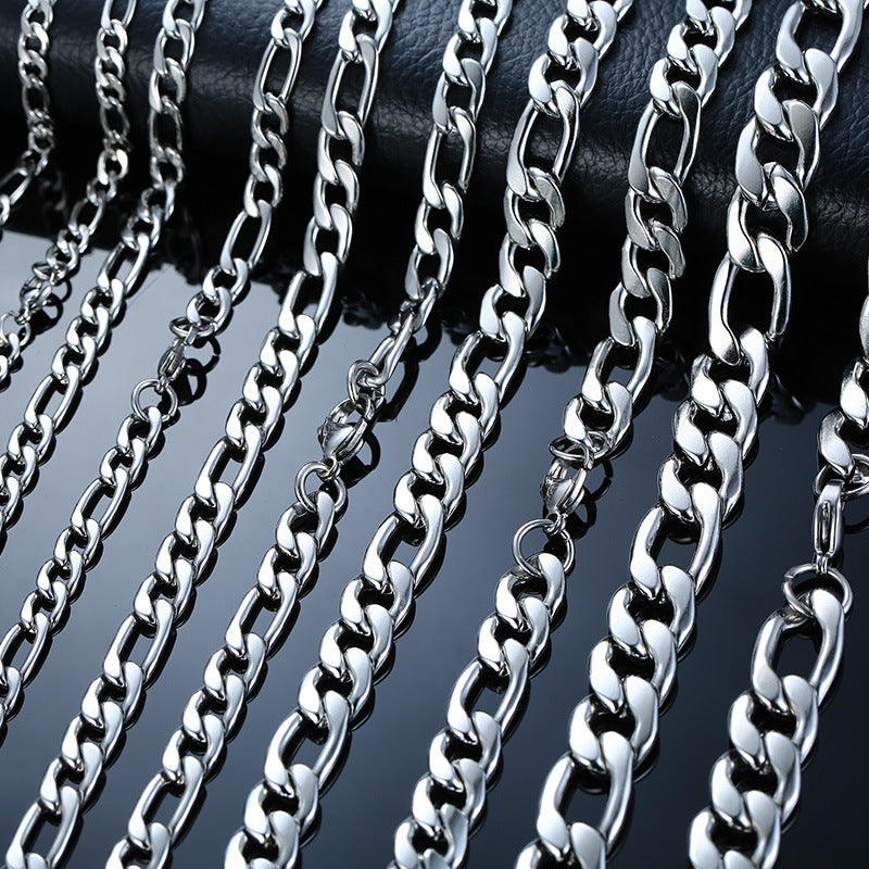 Figaro Chain Sweater Chain 6mm Stainless Steel Necklace for Men