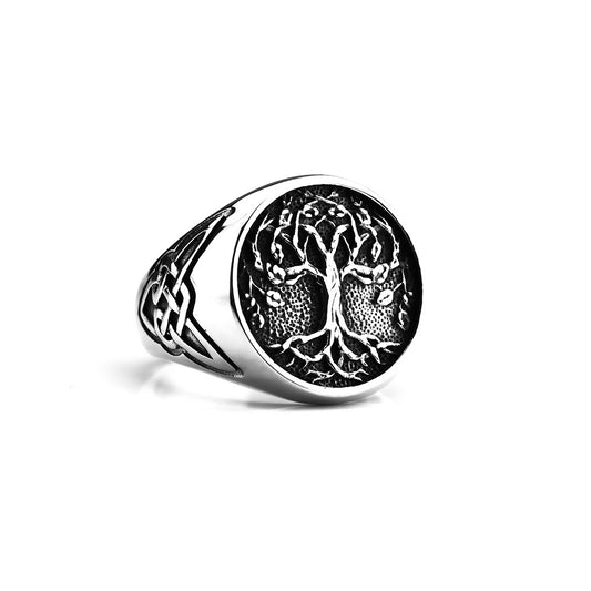European and American Retro Stainless Steel Men's Ring Personalized Viking Tree of Life