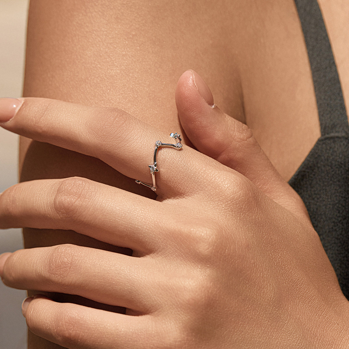 S925 Sterling Silver Irregular Geometric Moissanite Ring