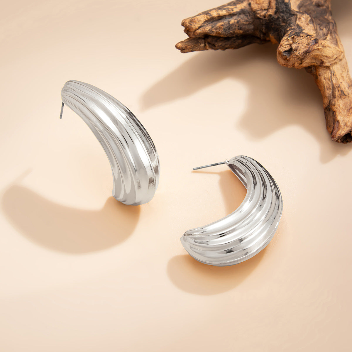 Planderful Vienna Verve Geometric Statement Earrings for Women Irregular Pleated Metal Jewelry