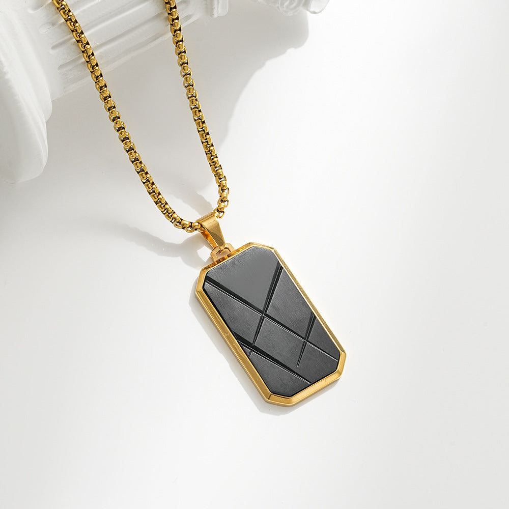 Planderful Military Pendant Necklace Titanium Steel Octagonal Cut For Men Durable European American Design