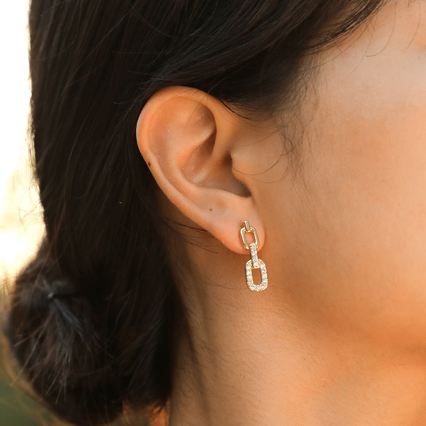 Earrings Zircon Chain Gold Fashion Personality Jewelry Accessories