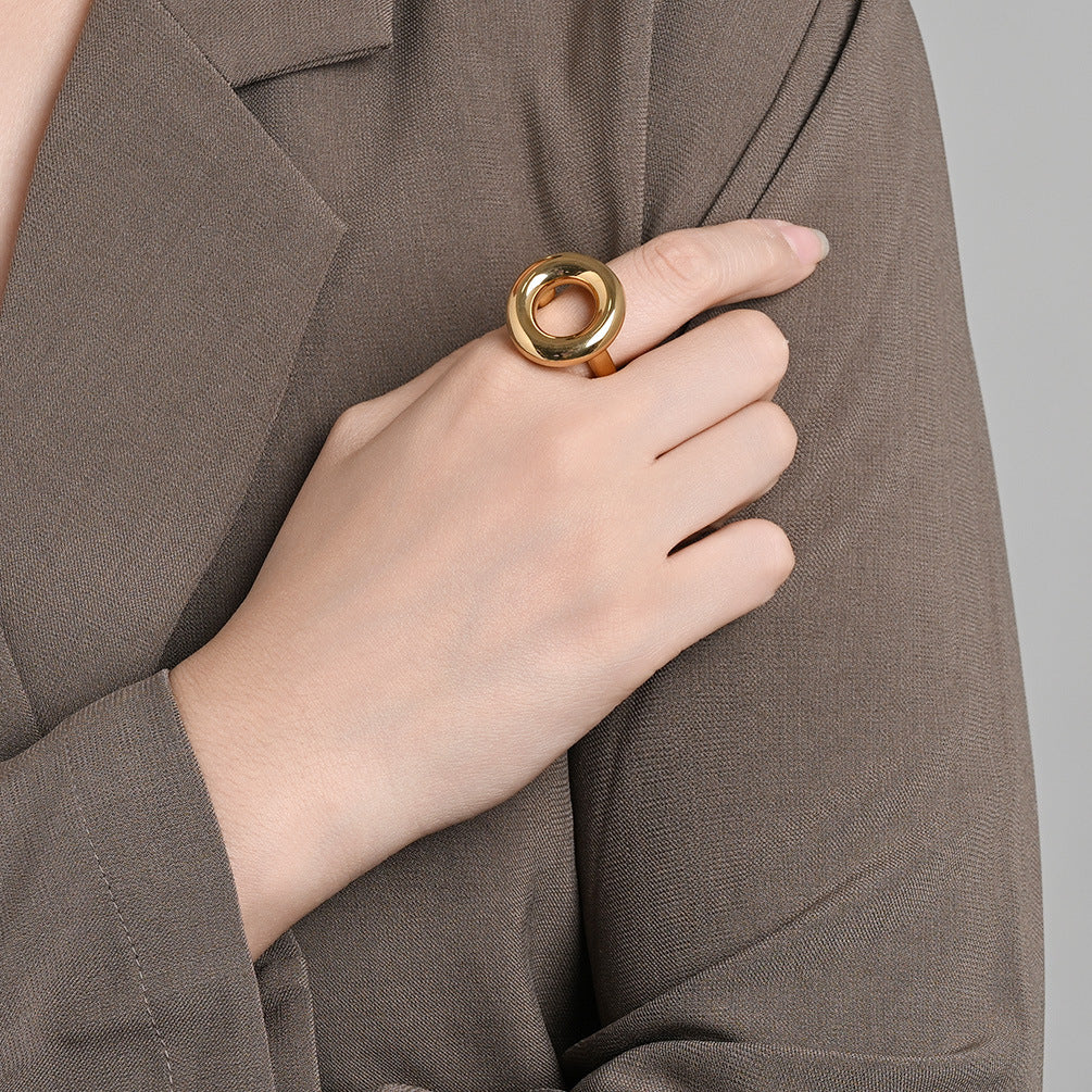 Steel Ring – Vintage Geometric Pattern Style Everyday Wear Planderful Jewelry Collection
