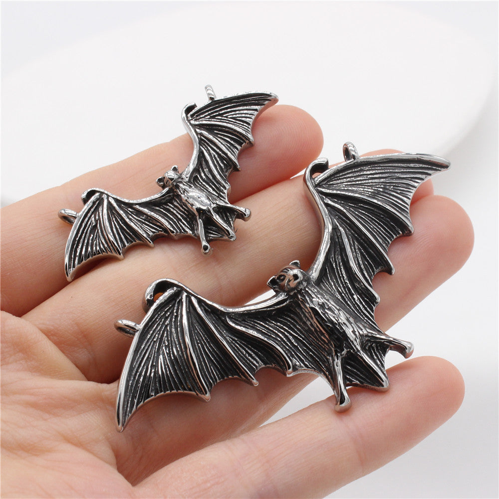 Goth Bat Wings Pendant Titanium Steel Planderful Unisex Protection Statement Jewelry