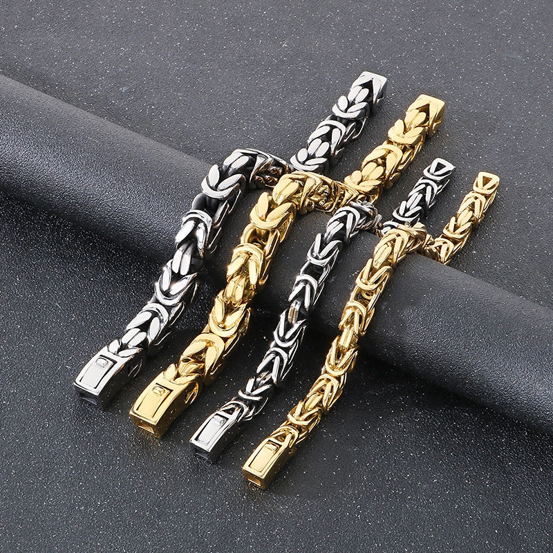 Planderful Custom Mens Square Titanium Steel Punk Bracelet